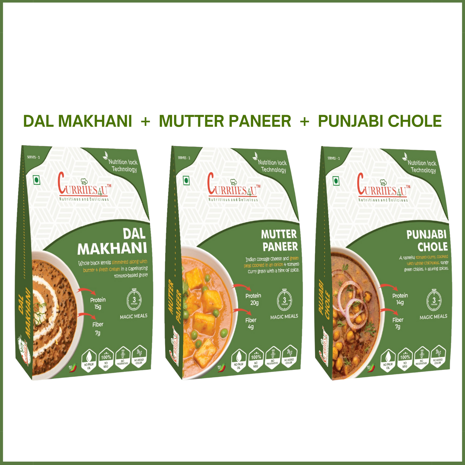 Dal Makhani + Mutter Paneer + Punjabi Chole